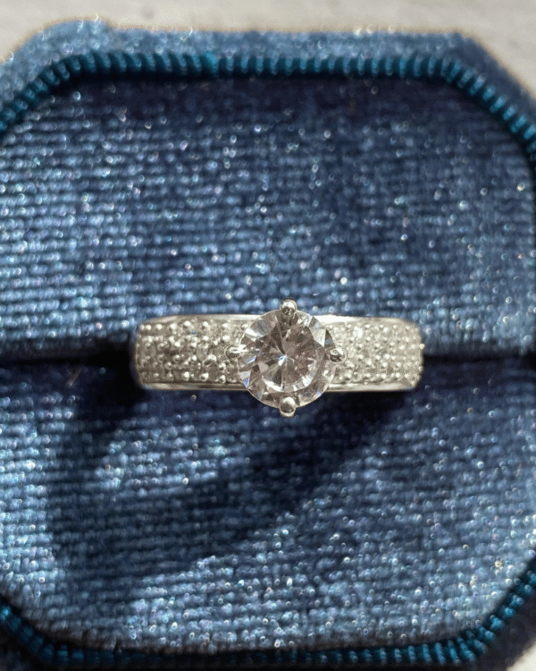 Sparkling Solitaire Pave Ring
